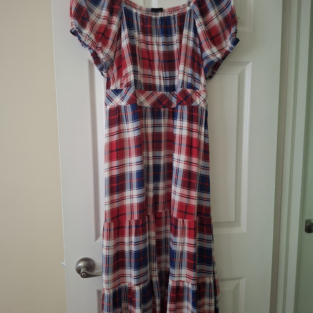 Torrid Red and Blue Plaid Dress With Pockets